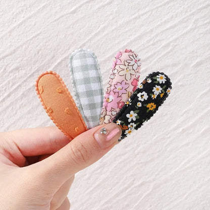 10Pcs/Lot Fresh Print Cotton Alloy Hair Clips for Kids Fabric Jungle Line