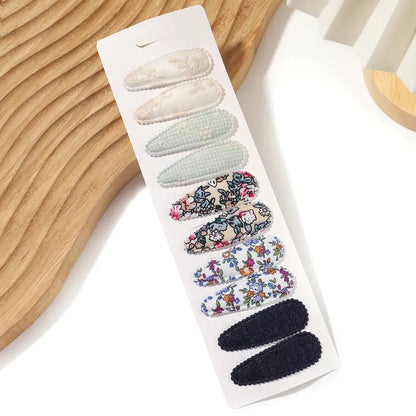 10Pcs/Lot Fresh Print Cotton Alloy Hair Clips for Kids Fabric Jungle Line