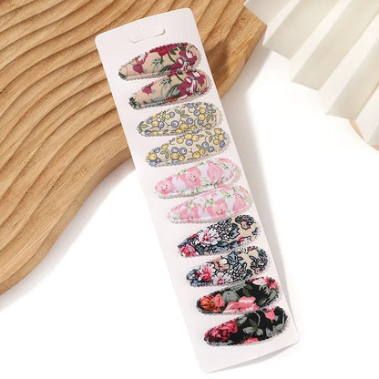 10Pcs/Lot Fresh Print Cotton Alloy Hair Clips for Kids Fabric Jungle Line