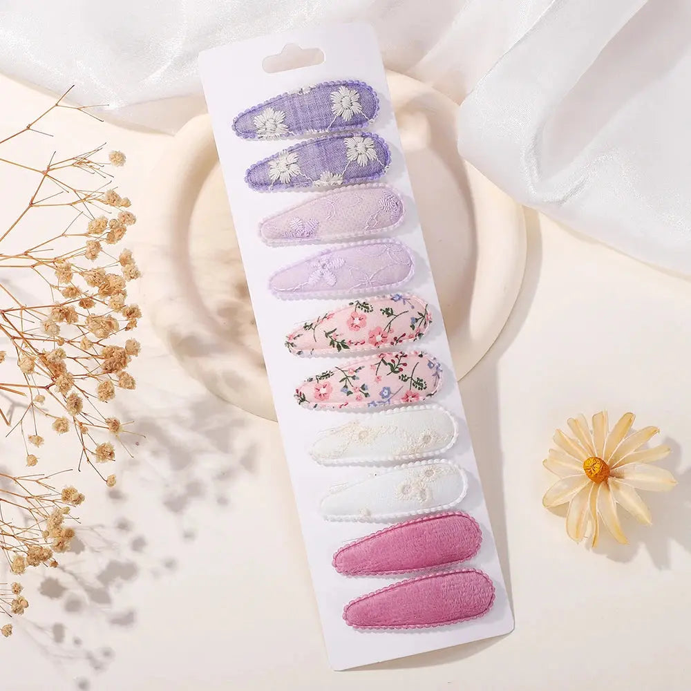 10Pcs/Lot Fresh Print Cotton Alloy Hair Clips for Kids Fabric Jungle Line