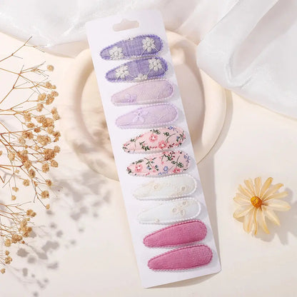 10Pcs/Lot Fresh Print Cotton Alloy Hair Clips for Kids Fabric Jungle Line