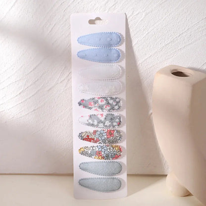 10Pcs/Lot Fresh Print Cotton Alloy Hair Clips for Kids Fabric Jungle Line