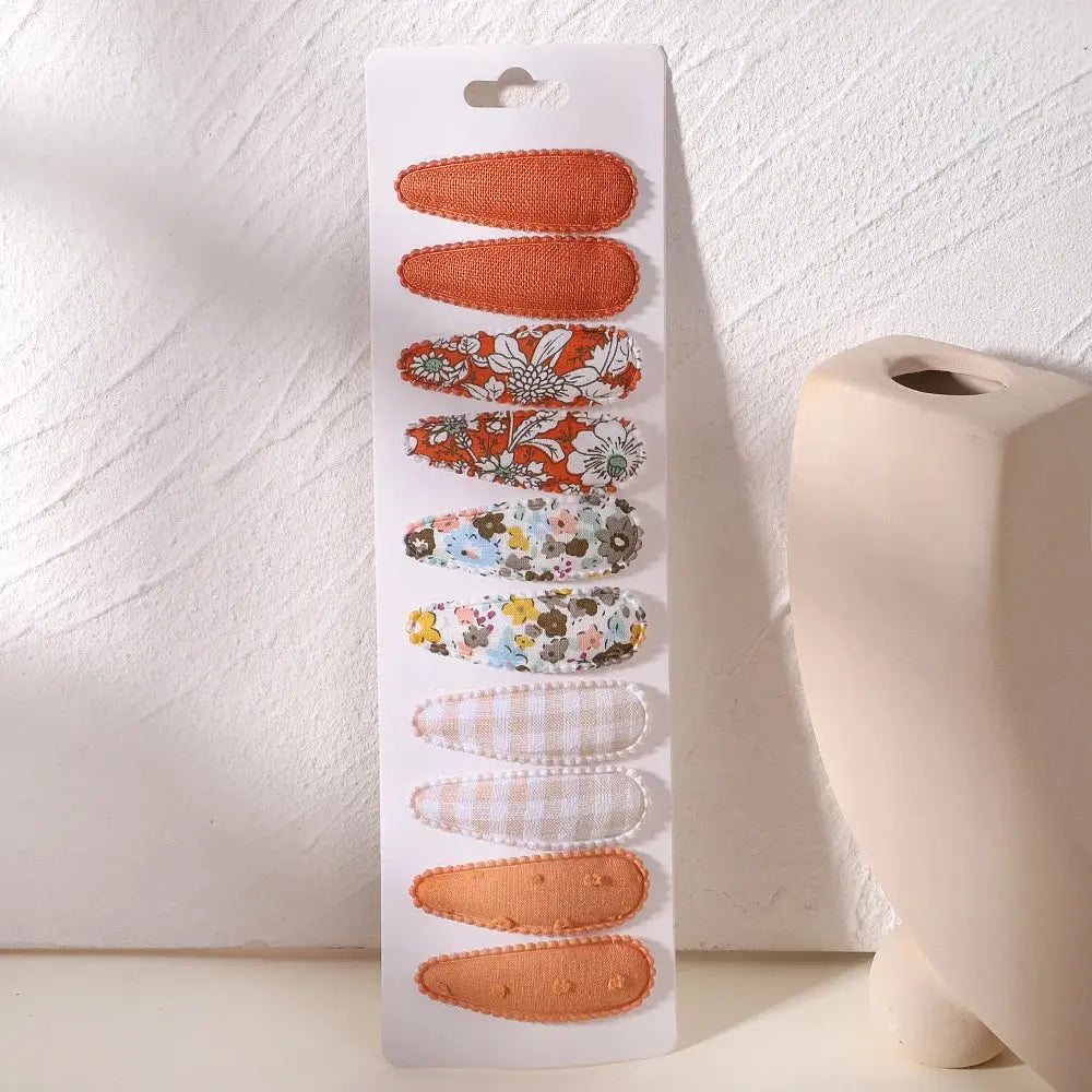 10Pcs/Lot Fresh Print Cotton Alloy Hair Clips for Kids Fabric Jungle Line