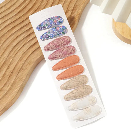 10Pcs/Lot Fresh Print Cotton Alloy Hair Clips for Kids Fabric Jungle Line
