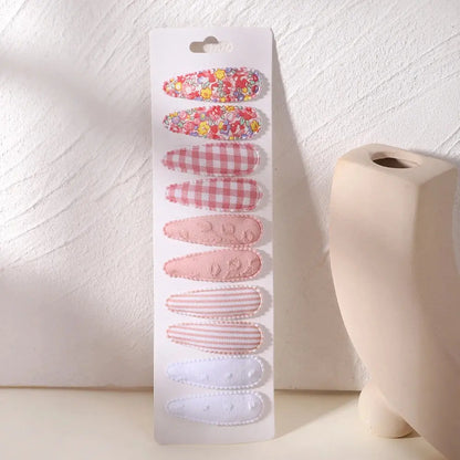 10Pcs/Lot Fresh Print Cotton Alloy Hair Clips for Kids Fabric Jungle Line