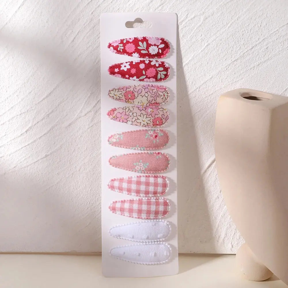 10Pcs/Lot Fresh Print Cotton Alloy Hair Clips for Kids Fabric Jungle Line