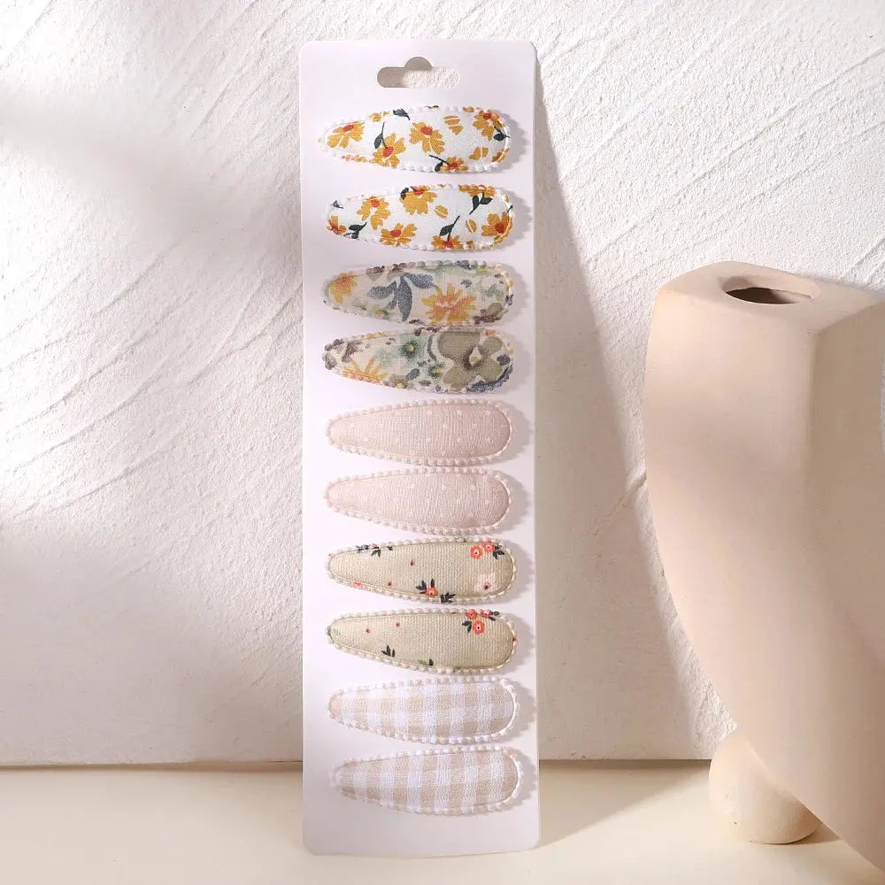 10Pcs/Lot Fresh Print Cotton Alloy Hair Clips for Kids Fabric Jungle Line