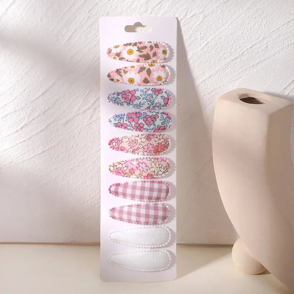 10Pcs/Lot Fresh Print Cotton Alloy Hair Clips for Kids Fabric Jungle Line