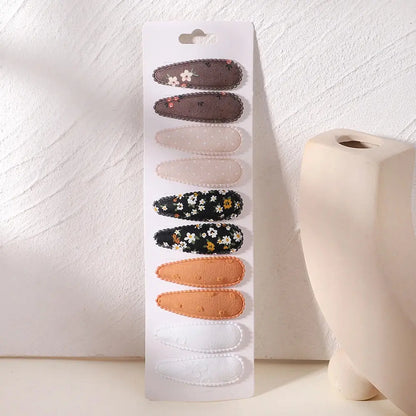 10Pcs/Lot Fresh Print Cotton Alloy Hair Clips for Kids Fabric Jungle Line