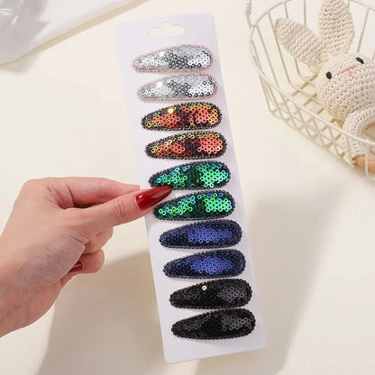 10Pcs/Lot Fresh Print Cotton Alloy Hair Clips for Kids Fabric Jungle Line