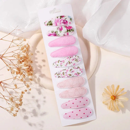 10Pcs/Lot Fresh Print Cotton Alloy Hair Clips for Kids Fabric Jungle Line