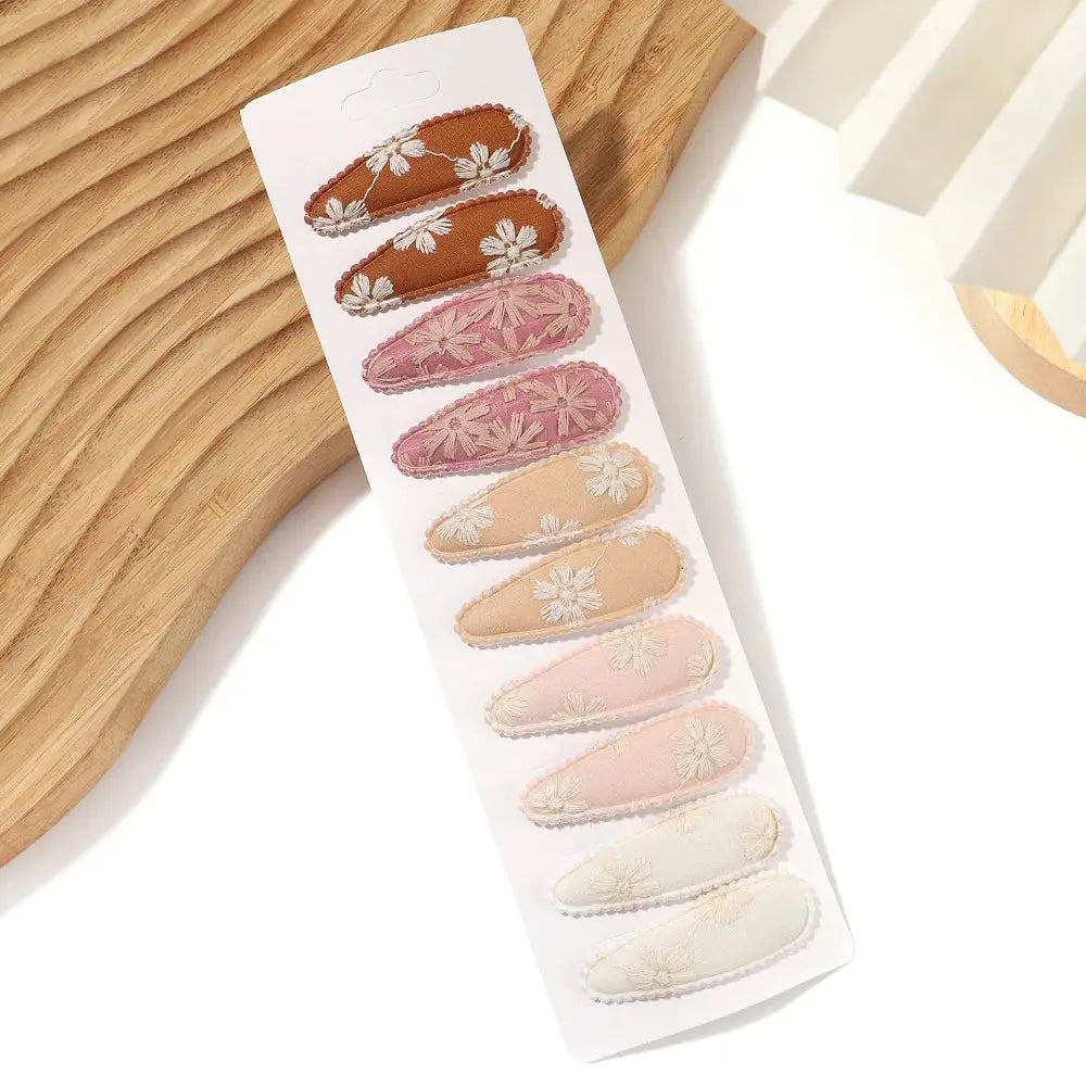 10Pcs/Lot Fresh Print Cotton Alloy Hair Clips for Kids Fabric Jungle Line