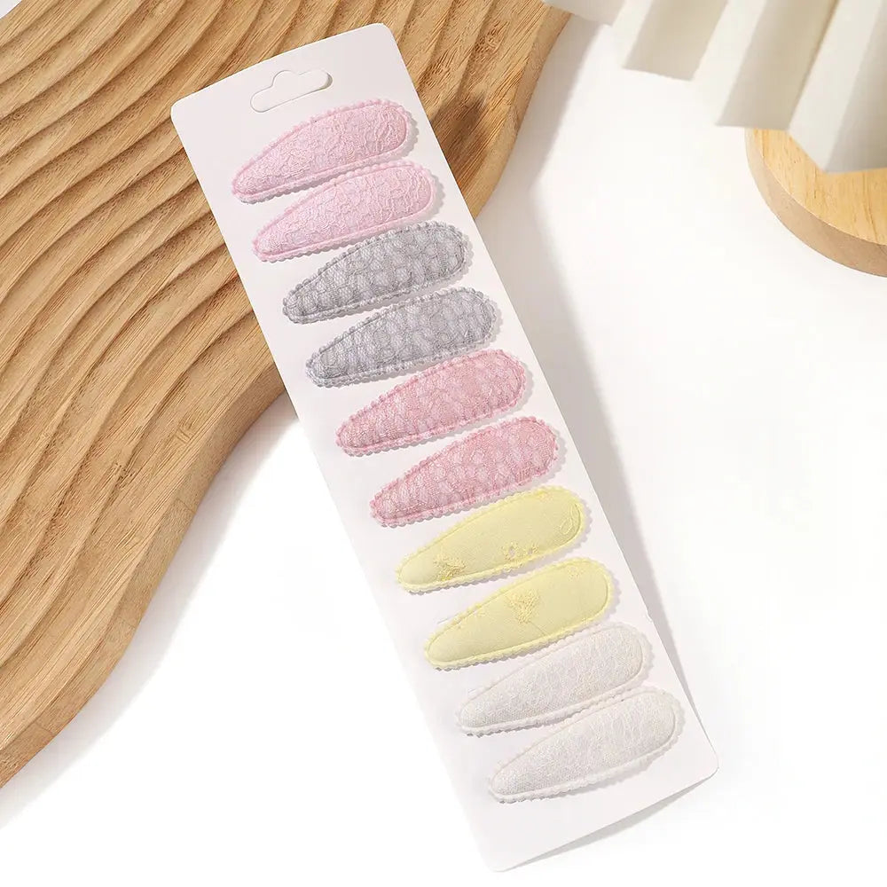 10Pcs/Lot Fresh Print Cotton Alloy Hair Clips for Kids Fabric Jungle Line