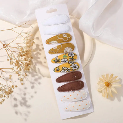 10Pcs/Lot Fresh Print Cotton Alloy Hair Clips for Kids Fabric Jungle Line