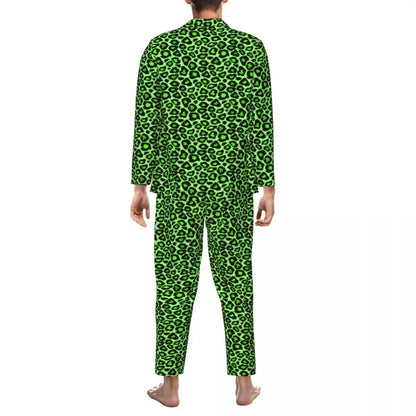 Trendy Leopard Print Sleepwear Spring Neon Green Jungle Line