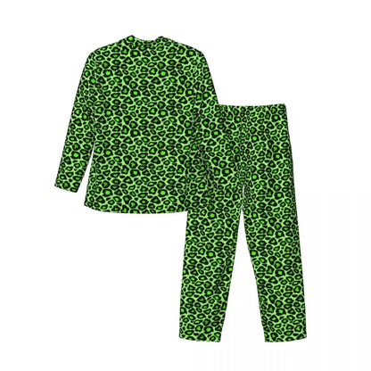 Trendy Leopard Print Sleepwear Spring Neon Green Jungle Line
