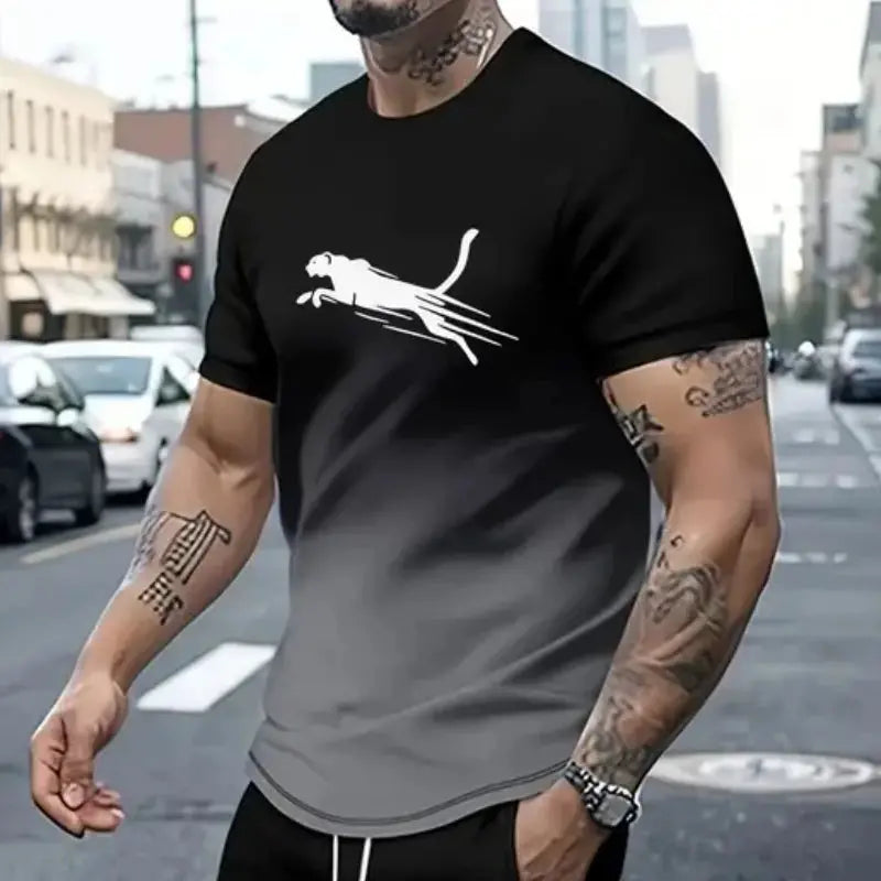 T-shirt homme Jungle Line à motif léopard 3D, respirant, séchage rapide, style décontracté, manches courtes pour sport et été.