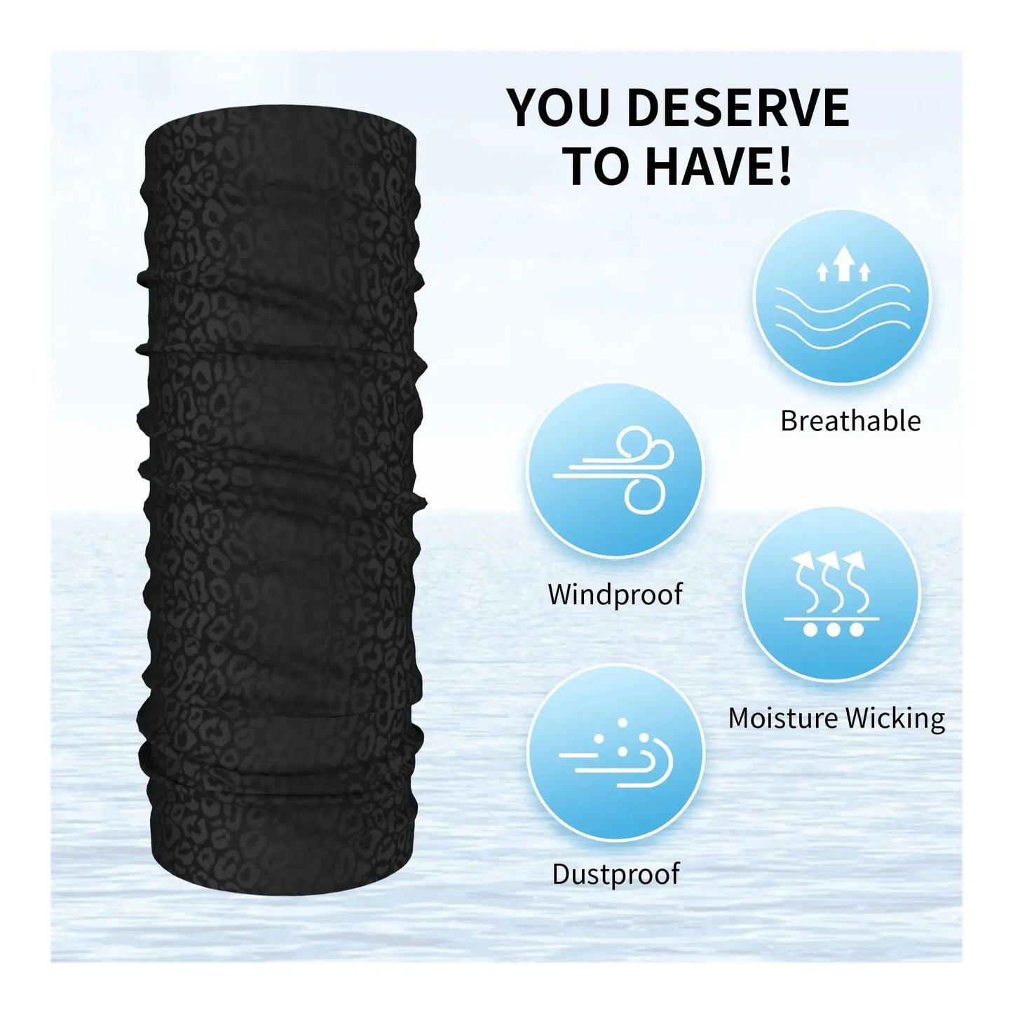 Black Leopard Print Cheetah Skin Bandana Neck Cover Printed Wrap Scarf Multi-use Headband Riding For Men Women Adult Breathable - Jungle Line