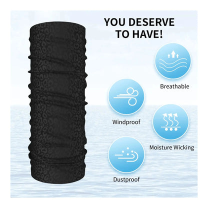 Black Leopard Print Cheetah Skin Bandana Neck Cover Printed Wrap Scarf Multi-use Headband Riding For Men Women Adult Breathable - Jungle Line