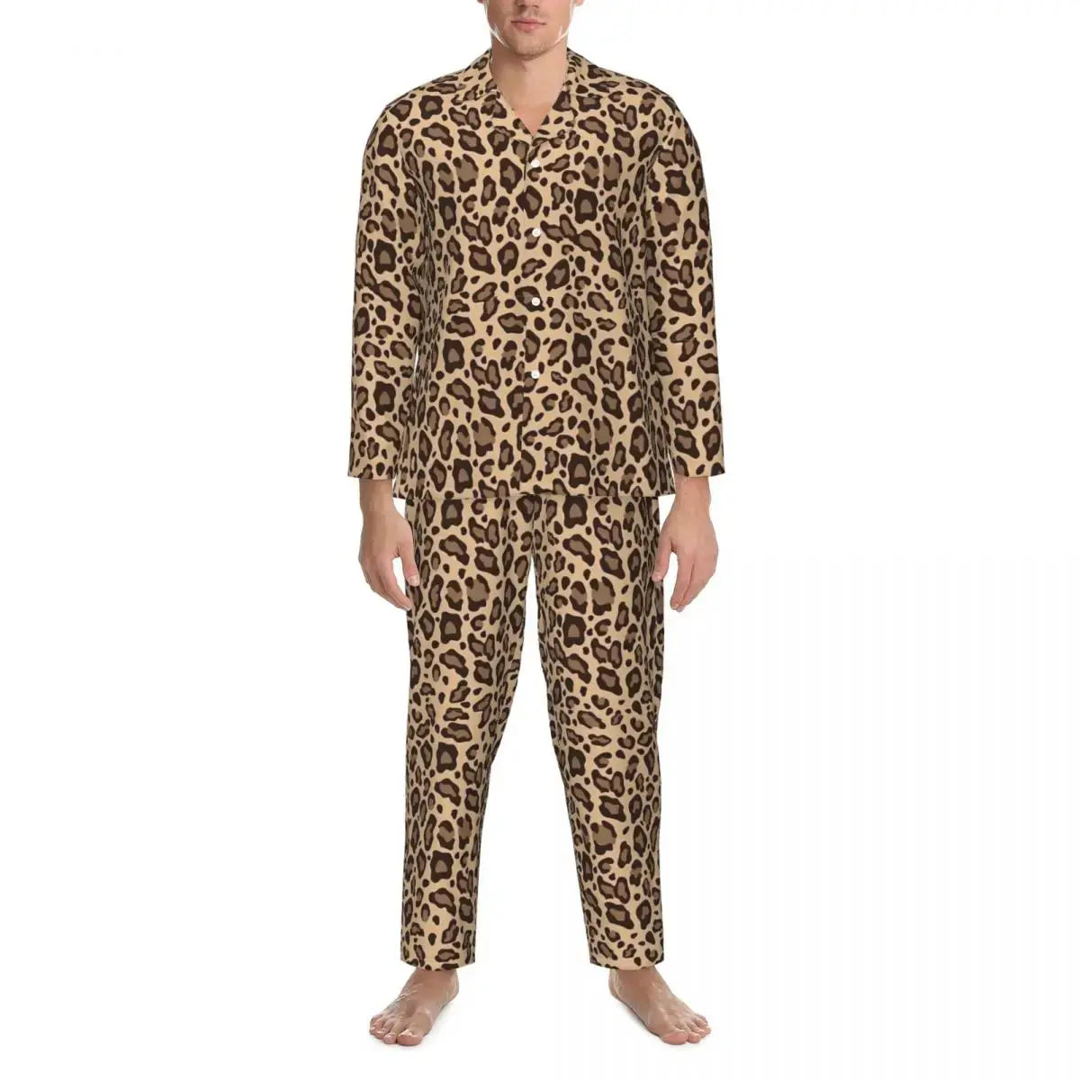 Boho Beige And Brown Leopard Print Pajama Sets Jungle Line