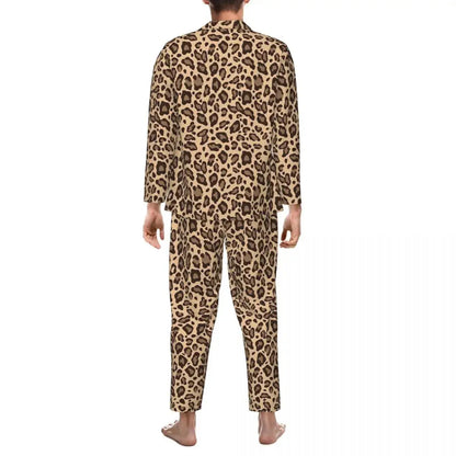 Boho Beige And Brown Leopard Print Pajama Sets Jungle Line