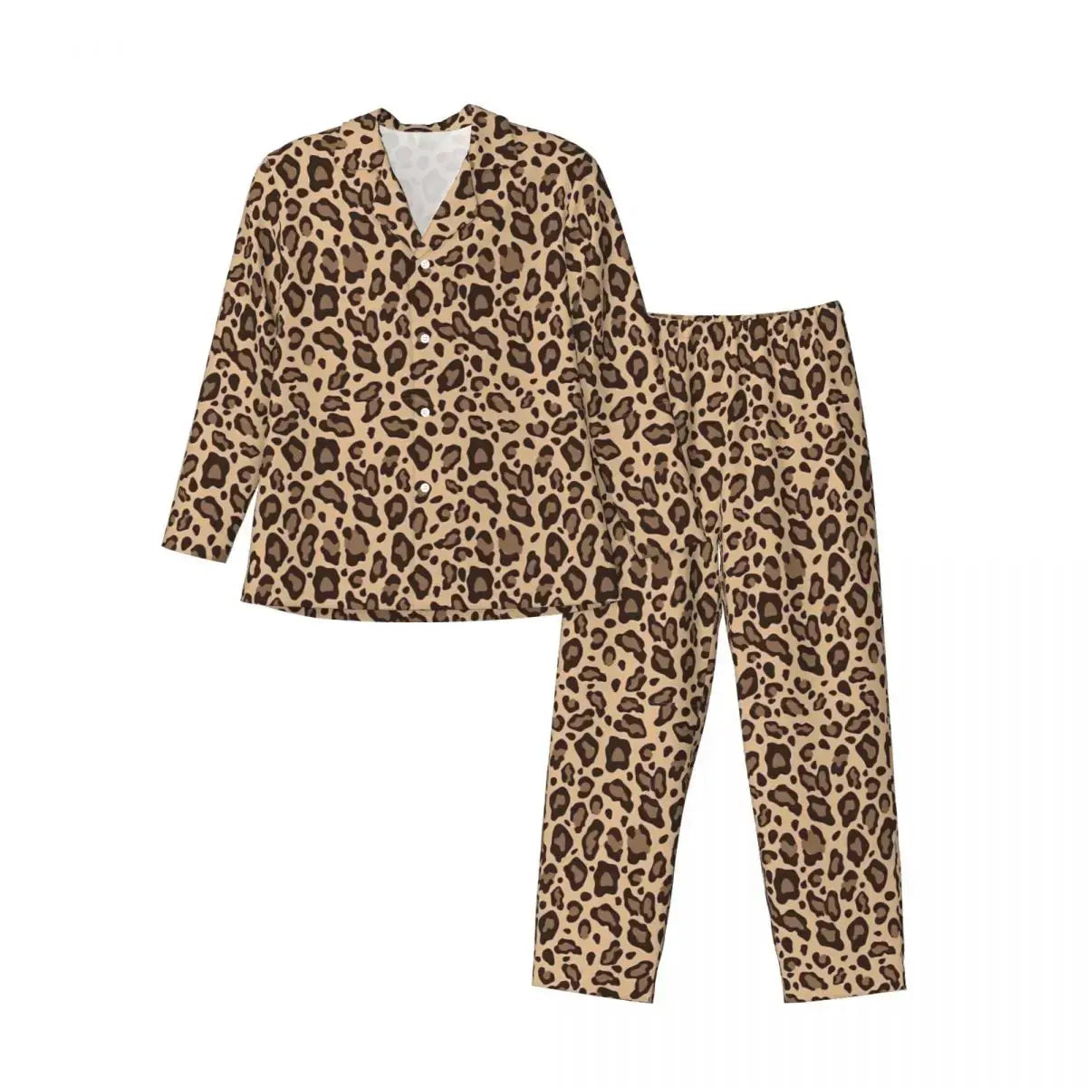 Boho Beige And Brown Leopard Print Pajama Sets Jungle Line
