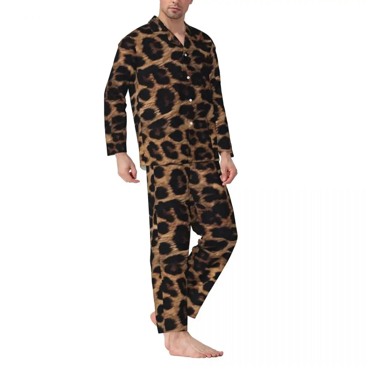 Boho Beige And Brown Leopard Print Pajama Sets Jungle Line