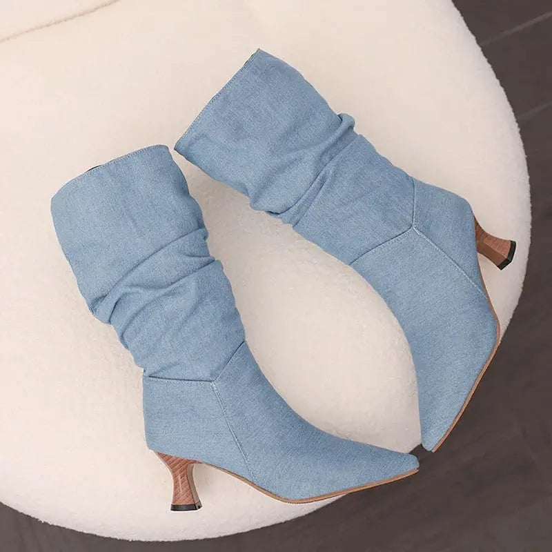 Botines d'hiver mi-mollet pour femme Jungle Line, faciles à enfiler, à pointe et motif léopard.