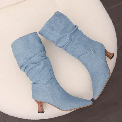 Botines d'hiver mi-mollet pour femme Jungle Line, faciles à enfiler, à pointe et motif léopard.