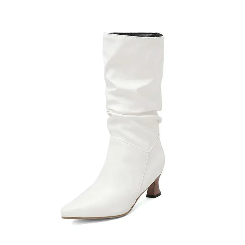 Bottes d'hiver mi-mollet pour femme Jungle Line à enfiler, pointues et à motif léopard, parfaites pour la saison froide.