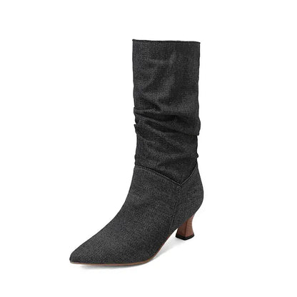 Bottes d'hiver mi-mollet pour femme Jungle Line, slip-on à bout pointu avec motif léopard, chaussure élégante et chaude