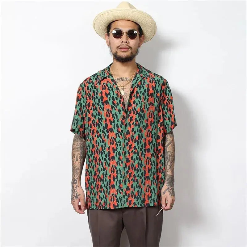 Leopard Print Y2k High Quality Hawaii Beach Men - Jungle Line