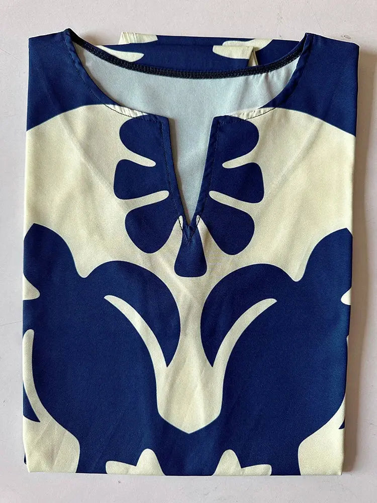 2024 European and American Cross-border WOMEN'S Clothing New Dress V-neck Sleeveless Sexy Printed Large Hem Medium Length Dress - Jungle Line