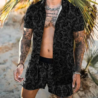 Summer Men's Fashion Leopard Print Short Sleeve Jungle Line