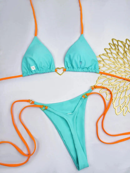 New Solid Color White Bikini Women suit Low Waist Lace-up Fashionable Swimsuit Two-piece Set - Jungle Line