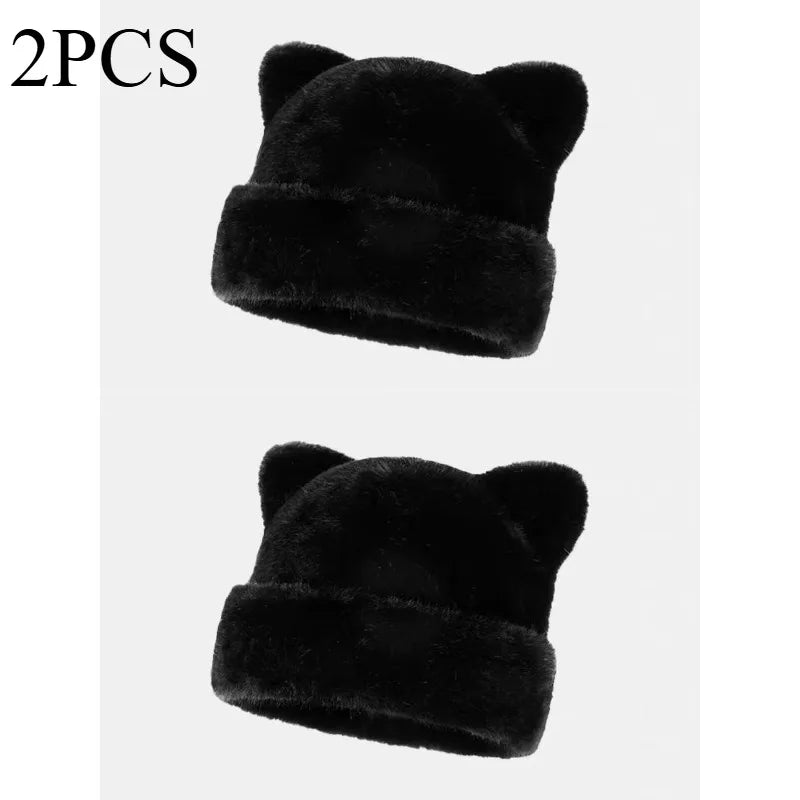 Bonnet en peluche à motif léopard pour femmes, chaud, doux, rétro, avec oreilles de teddy bear, de la marque Jungle Line.