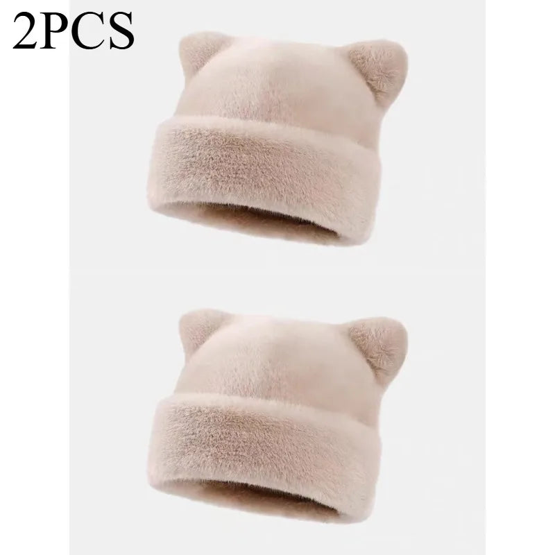 Bonnet en peluche à motif léopard pour femmes de Jungle Line, chaud, doux, rétro, avec oreilles de teddy bear, style versatile.