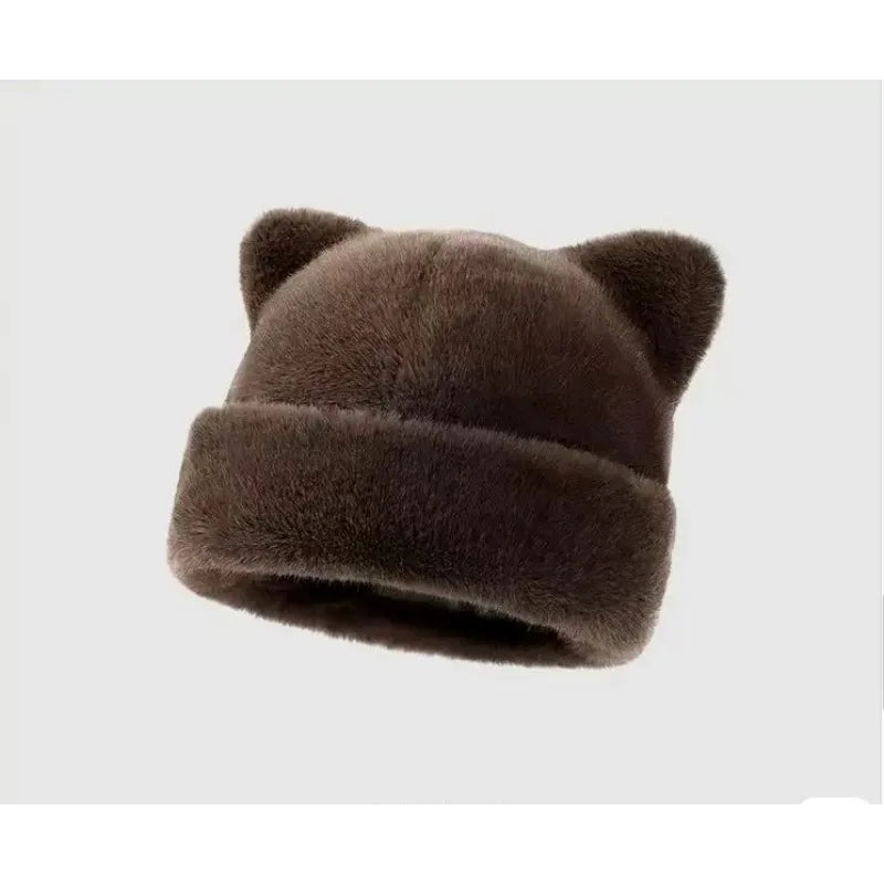 Bonnet en peluche à motif léopard pour femmes, chaud, doux, rétro, versatile avec capuche, de la marque Jungle Line.