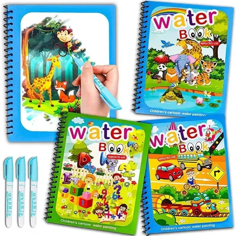 Drawing Coloring Books for Kids Magic Water Book with Pen Jungle Line