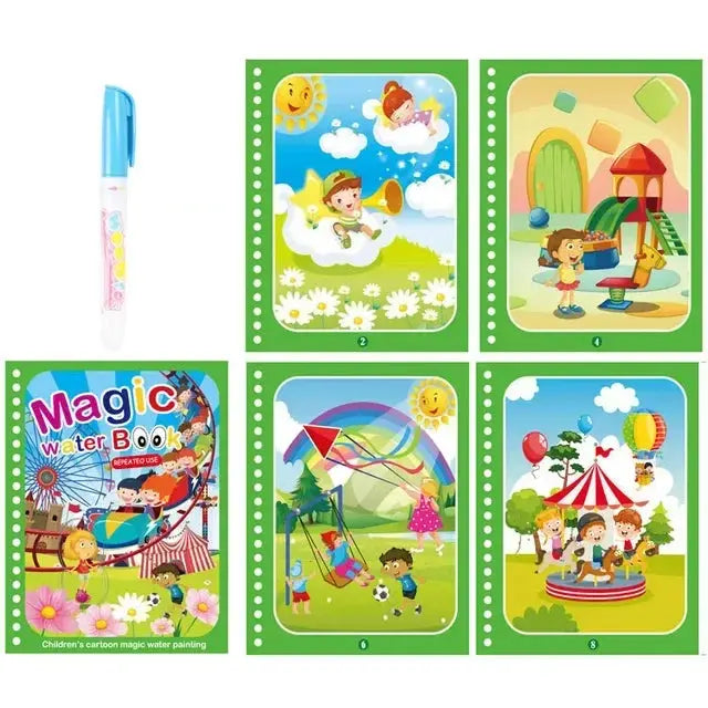 Drawing Coloring Books for Kids Magic Water Book with Pen Jungle Line