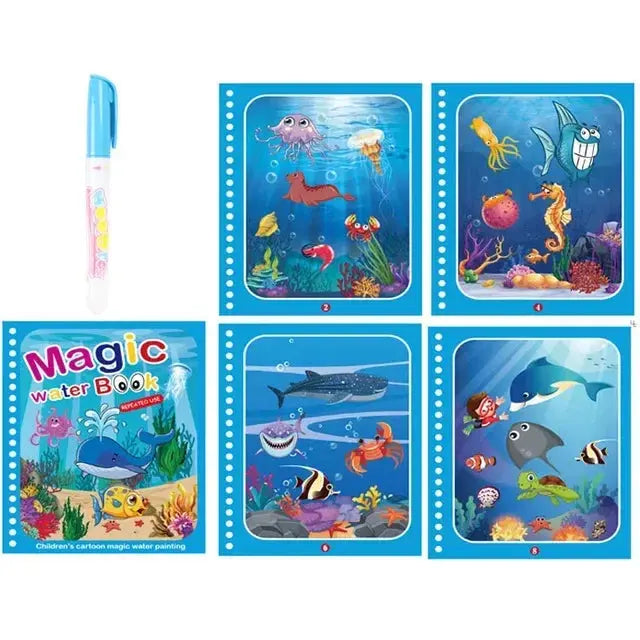 Drawing Coloring Books for Kids Magic Water Book with Pen Jungle Line