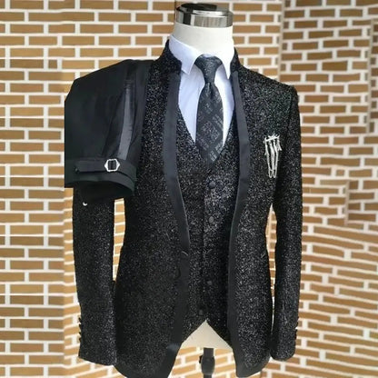 Costume de costume homme Jungle Line orné de léopard doré, costume de mariage slim fit avec veste blazer et pantalon élégant.