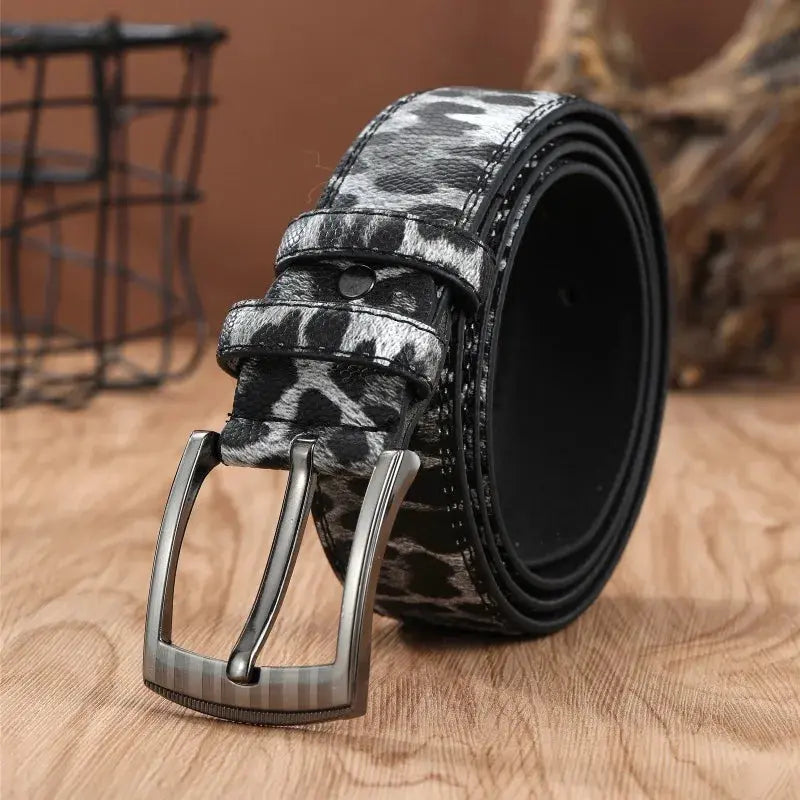 Men's Leopard Print Belt Fashion Personality Pin Jungle Line