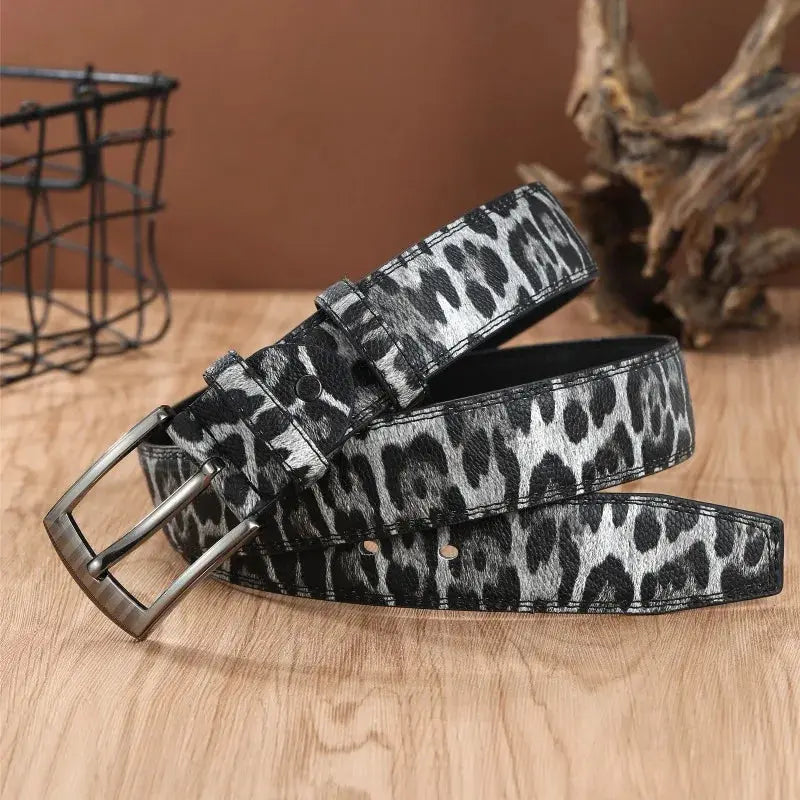 Men's Leopard Print Belt Fashion Personality Pin Jungle Line