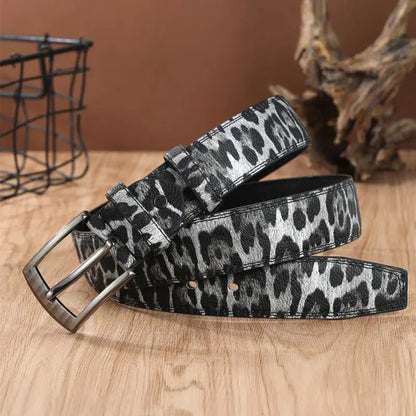 Men's Leopard Print Belt Fashion Personality Pin Jungle Line