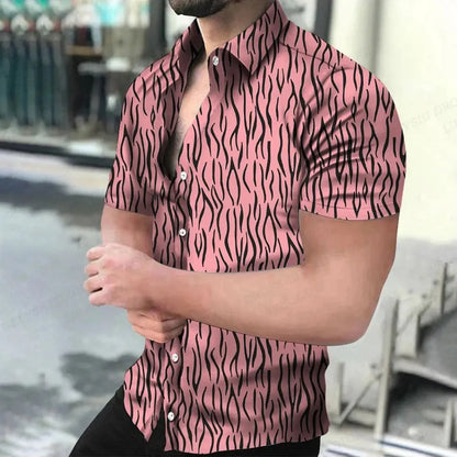 Summer Men's Hawaiian Shirts Lapel Camisa Leopard - Jungle Line