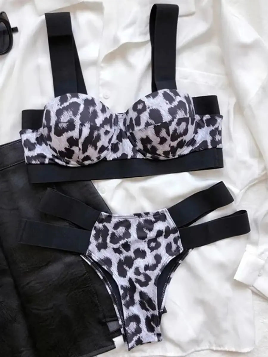 Leopard High Waist Bikini Push up Bra Cup Bikinis 2025 Women Swimsuit Female Swimwear Two Piece Bikini Set High Cut Bathing Suit
