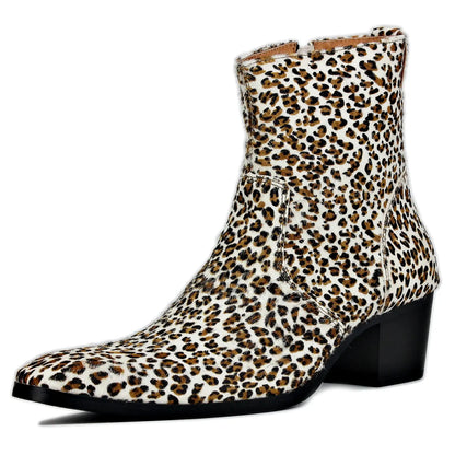 Men Chelsea Ankle Boots Genuine Goat Leather  Leopard Boot Jungle Line
