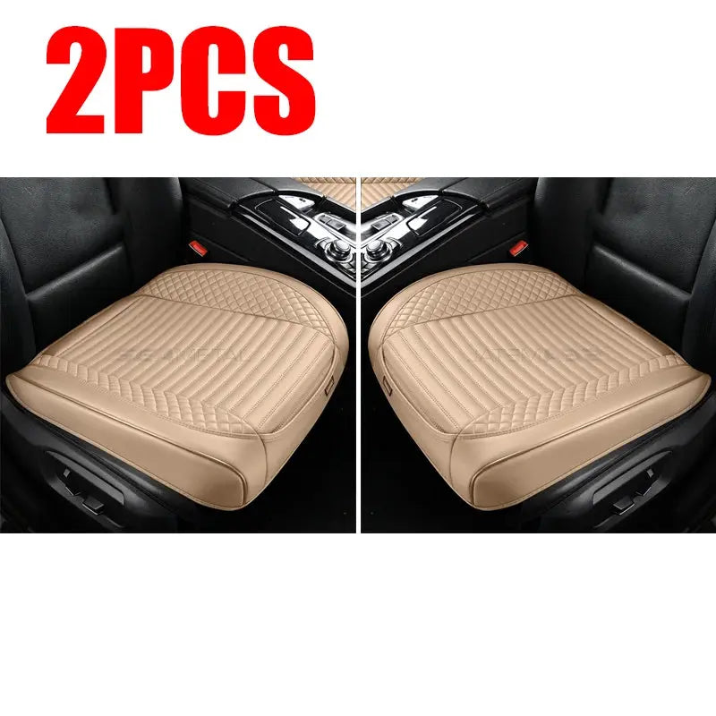 Beige Jungle Line SEAMETAL full-wrapped breathable car seat cover on a vehicle seat, offering comfort and protection.
