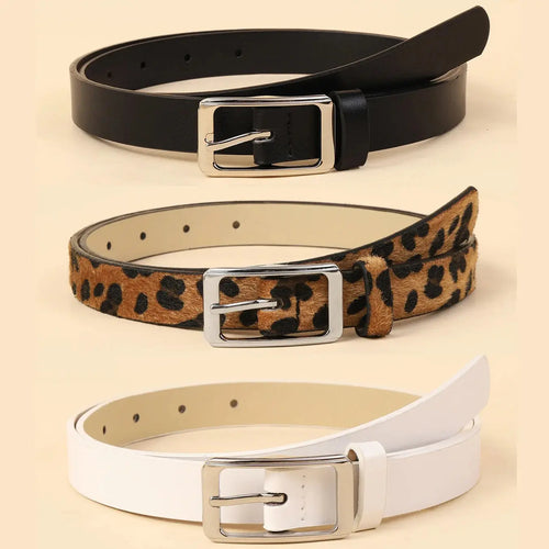 Leopard Print Pu Women's Belt Goth Retro Jeans Jungle Line
